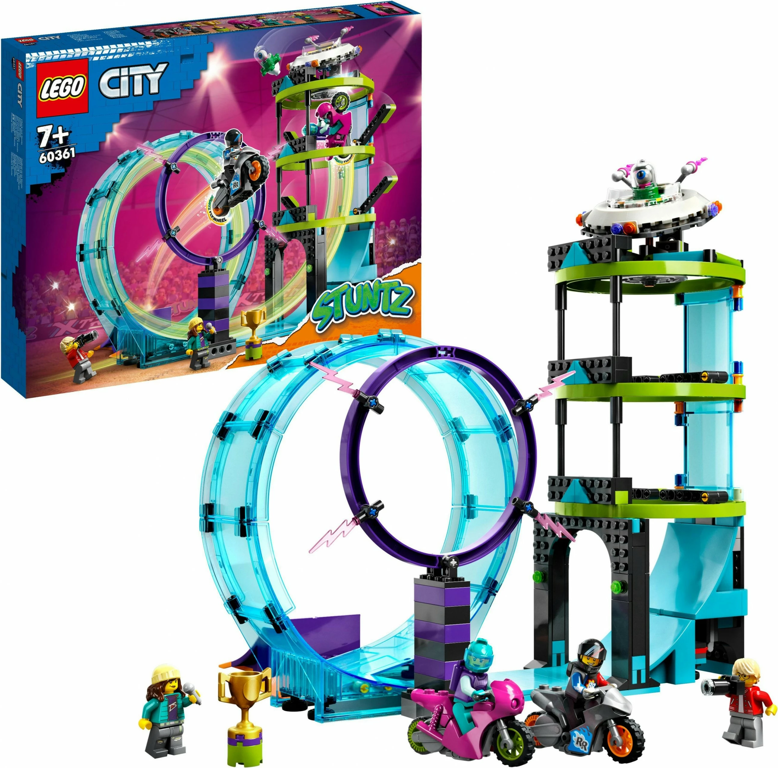Set ndërtimi LEGO City Ultimate Stunt Riders Challenge, 385 pjesë, shumëngjyrësh