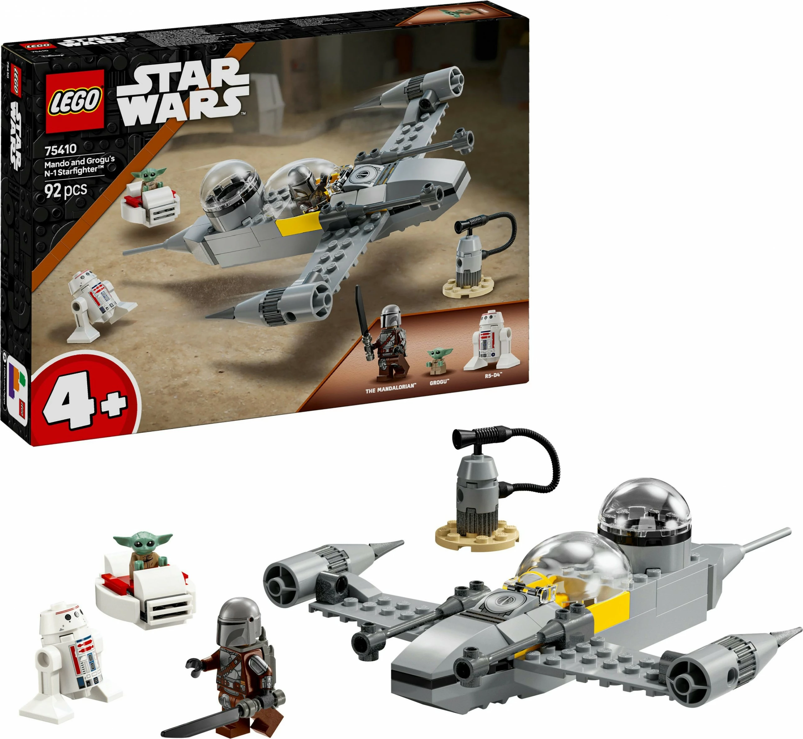 Set ndërtimi LEGO Star Wars 75410 Mando dhe Grogu N-1 Starfighter, 92 pjesë, multikolor