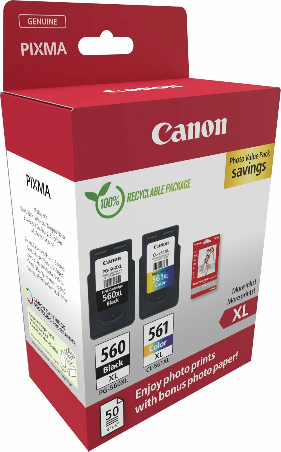 Kartrix boje Canon PG-560XL/CL-561XL Photo Value Pack 3712C008, XL, set 2 copë, CMYK