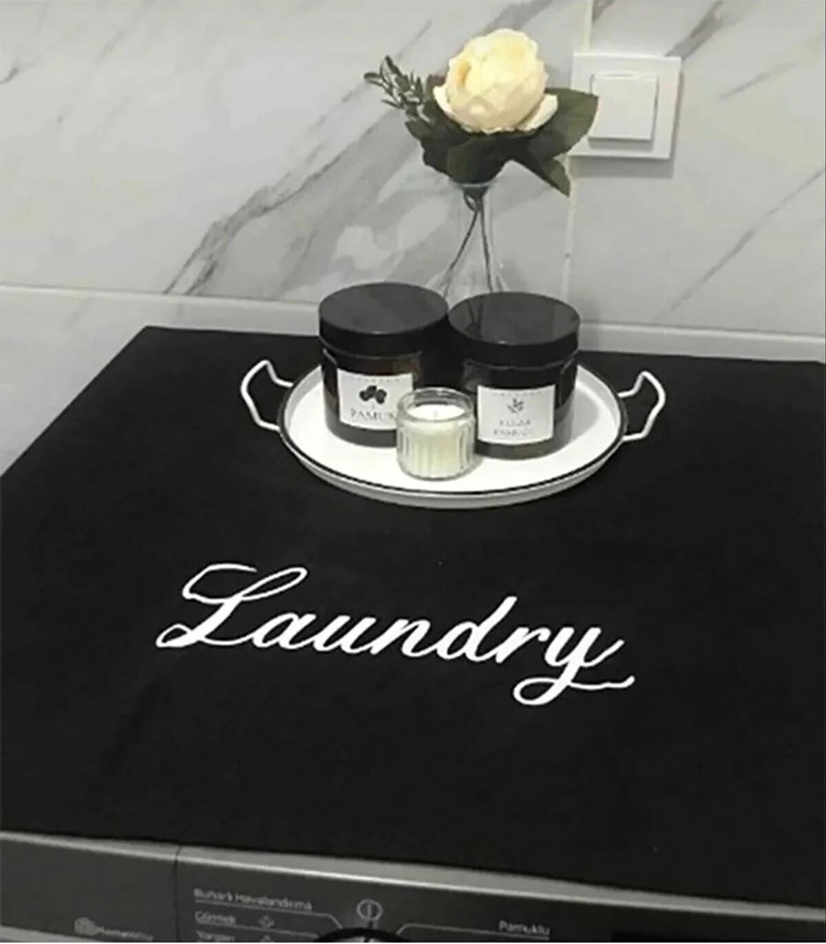 Mbulesë për lavatriçe Mijolnir, e zezë, 90x60cm