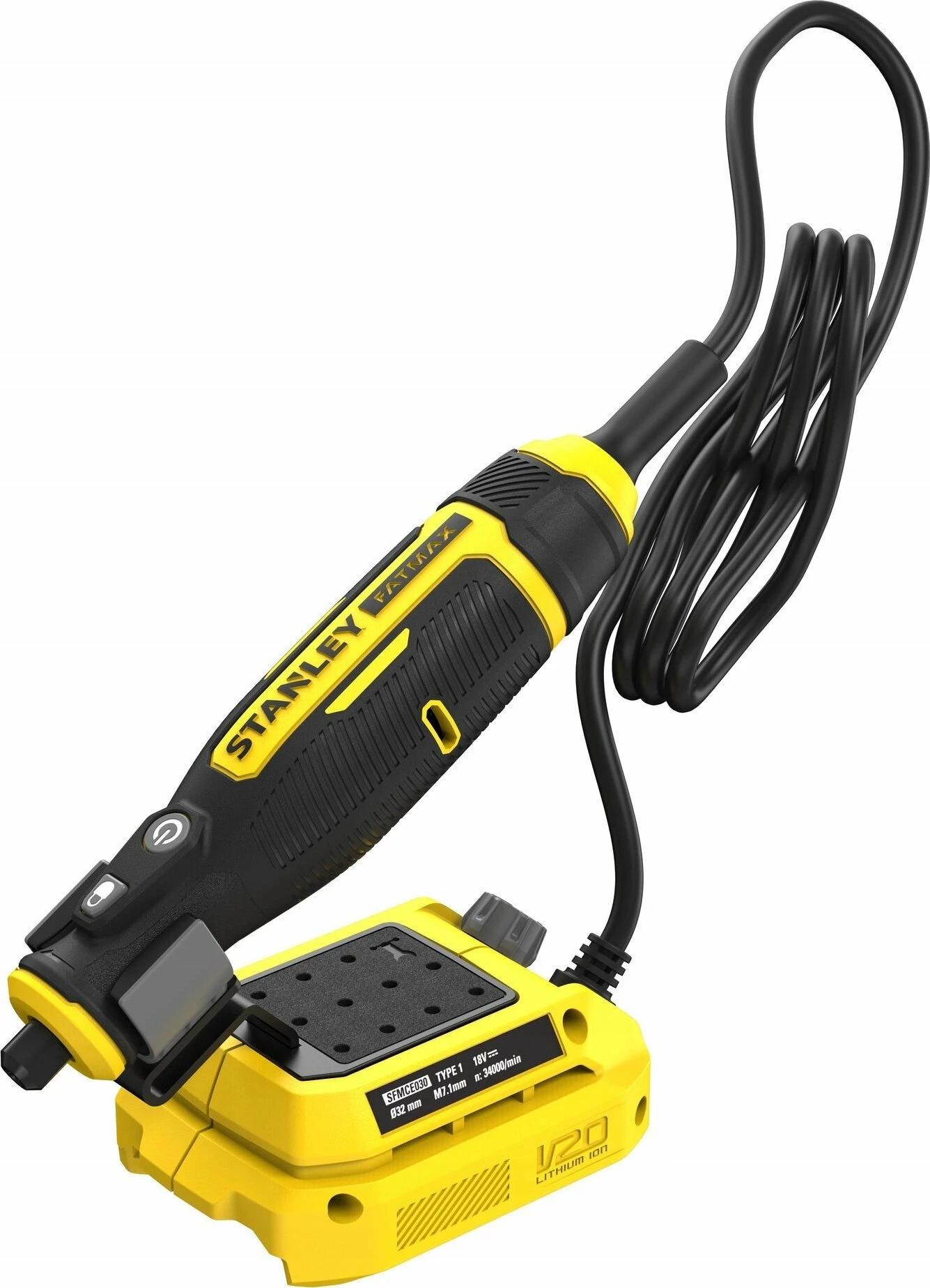 Mini brusëse pa kabllo dhe gravuese Stanley SFMCE030B-XJ 18 V, 33 aksesorë, verdhë/zezë