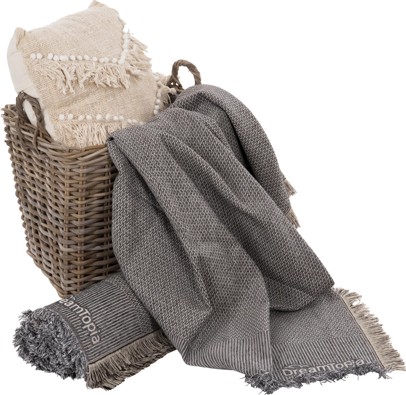 Mbulesë divani me franja DREAMTOPIA FH12162.06 ngjyrë gri 245X170cm