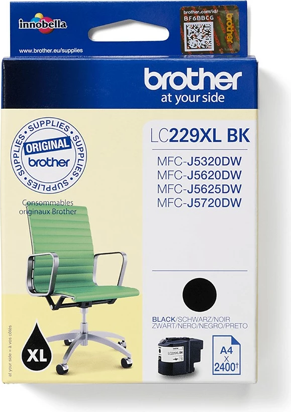 Kasetë bojë Brother LC229XLBK, 2400 faqe, e zezë