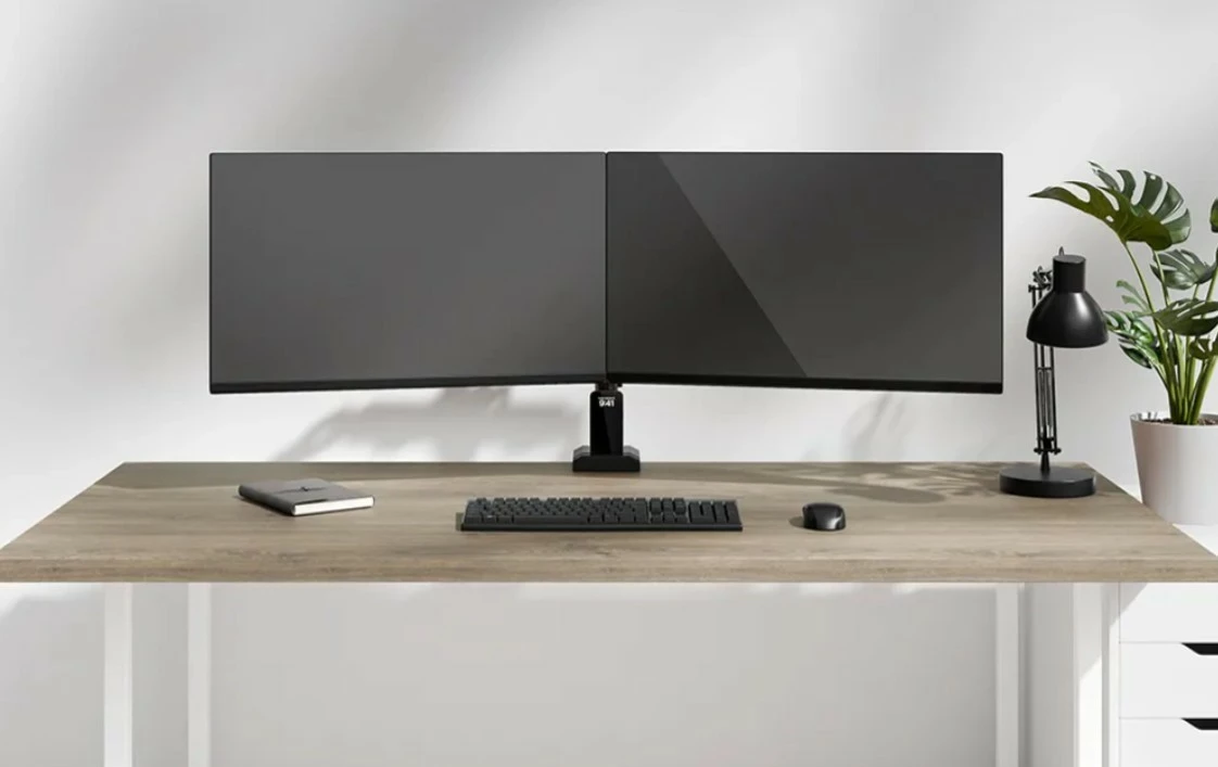 Krah monitori për tavolinë Neomounts DS60-600BL2, për 2 monitorë, Çelik, E zezë