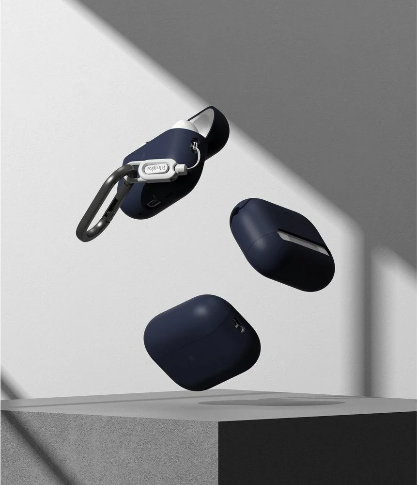 Mbështjellës Ringke për AirPods Pro/Pro 2, Silikon, Blu e errët, me karabinë