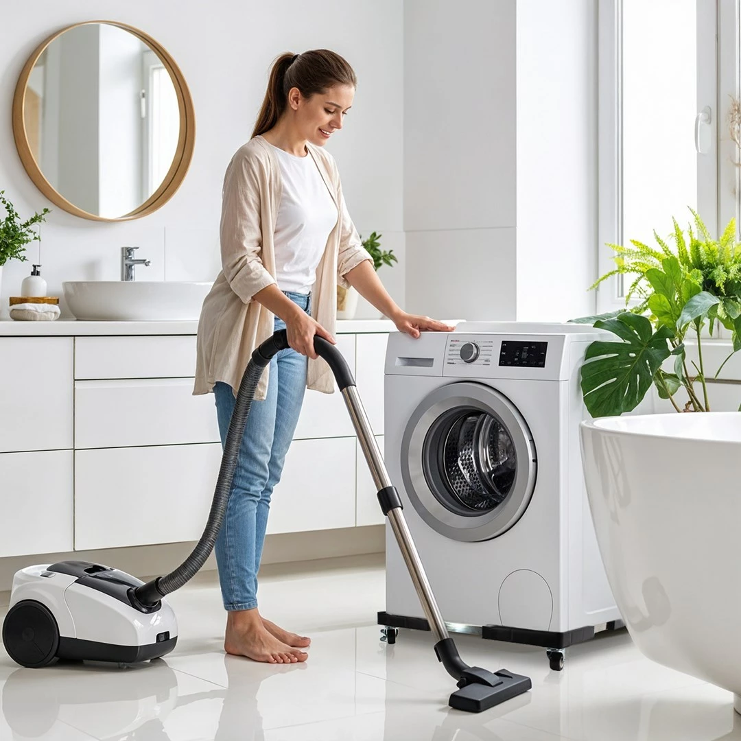 Mbajtës universal me rrota Maclean MC-119 për lavatriçe, frigoriferë, pjatalarëse, 700-900mm, deri 200kg, i zi