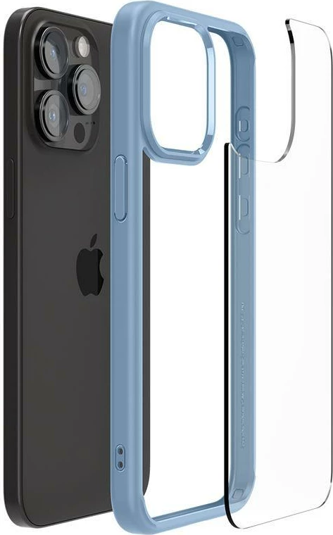 Mbështjellës Spigen Crystal Hybrid për iPhone 15 Pro Max, Transparent Blu