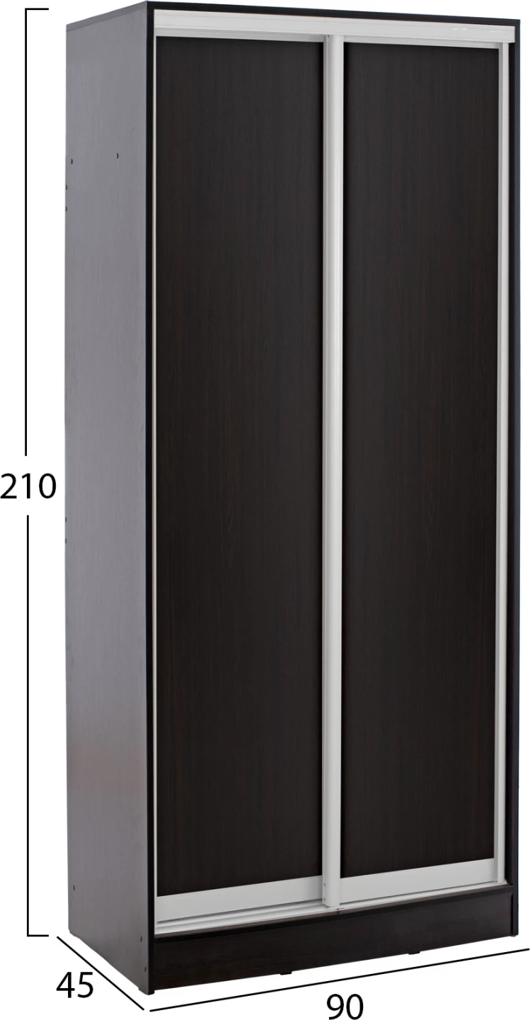 Dollap me dy dyer rrëshqitëse, ngjyrë wenge, FH2436.02, 90x45x210 cm