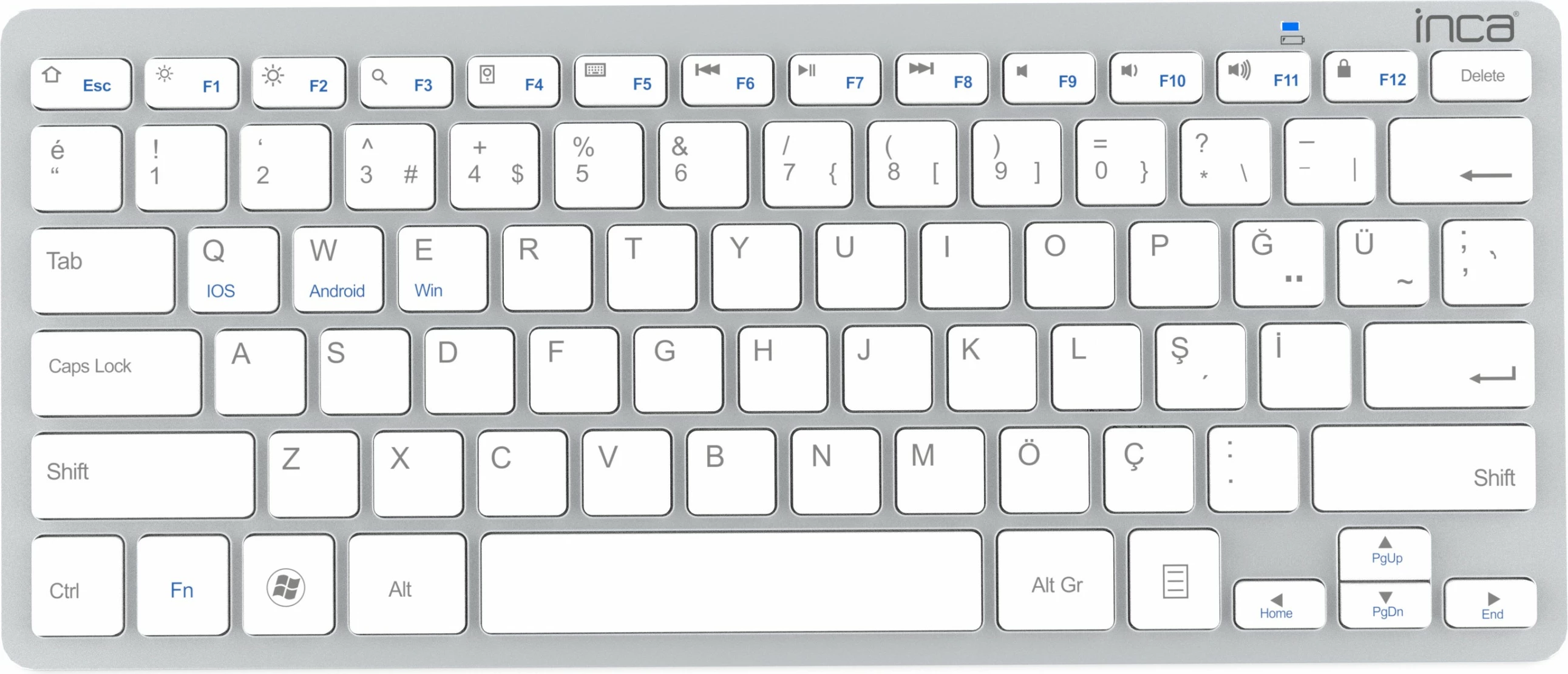 Tastierë Inca IBK-569BT, Bluetooth 3.0, ultrat e hollë, multimedia, 10m, argjendtë