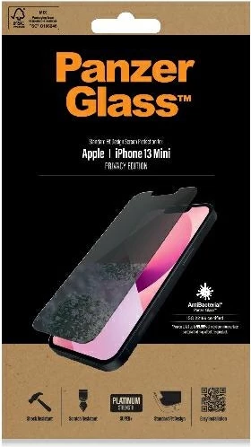 Xham mbrojtës PanzerGlass Standard Super+ për iPhone 13 mini, privatizues, antibakterial