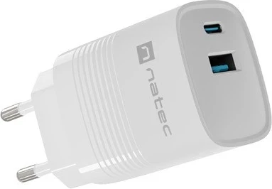 Karikues NATEC RIBERA GAN, 1X USB-A + 1X USB-C, i bardhë