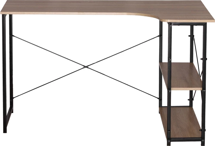 Tavolinë këndi Merlin, kënd i djathtë, ngjyrë lisi me metal të zi, 120x73x75cm