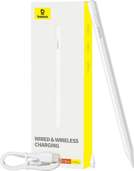Stylus aktiv Baseus Smooth Writing Series, P80015804213-00, karikim me kabllo dhe wireless, i bardhë