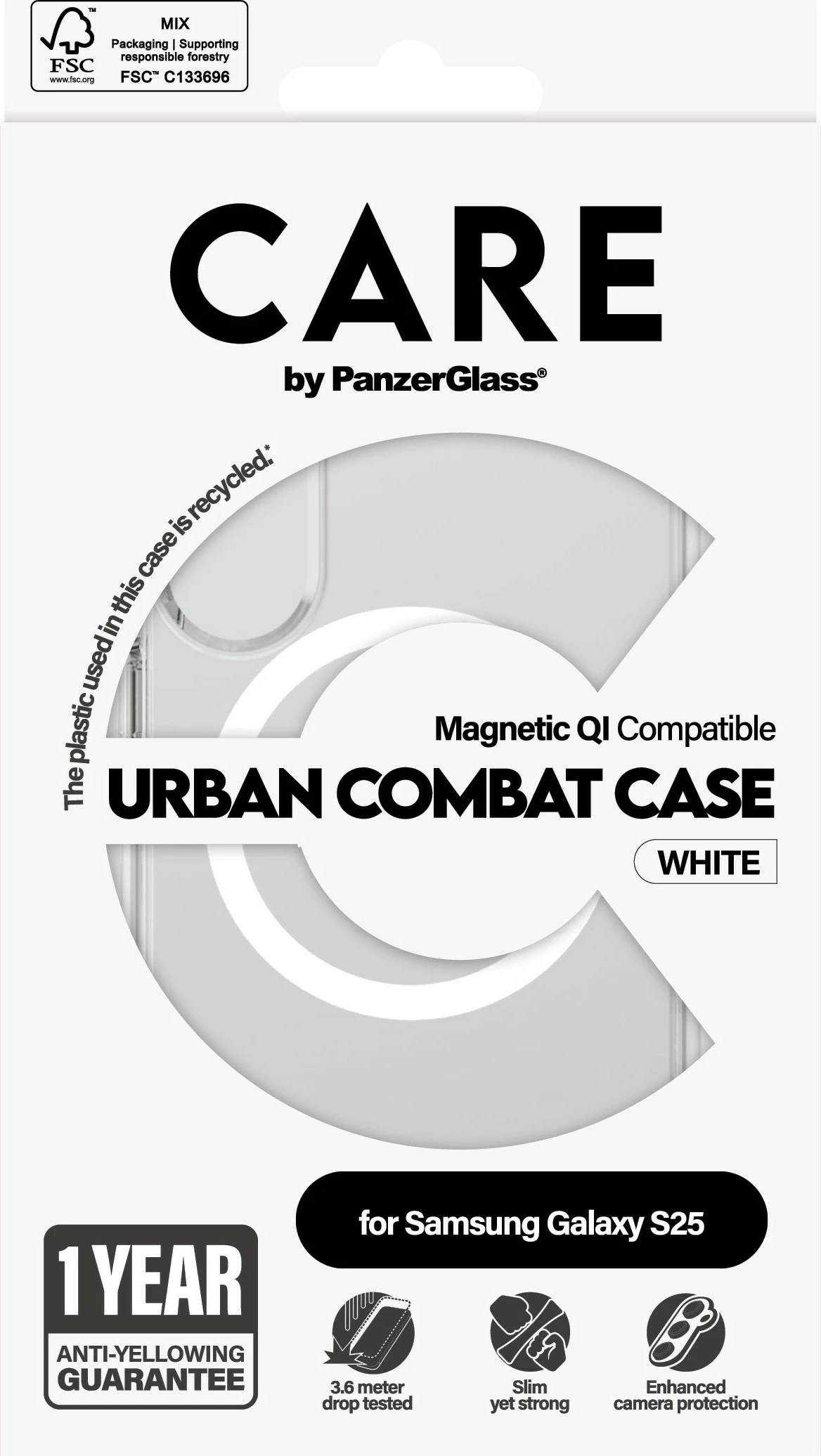 Mbështjellës PanzerGlass CARE Flagship Case, Galaxy S25, transparent, QI Compatible