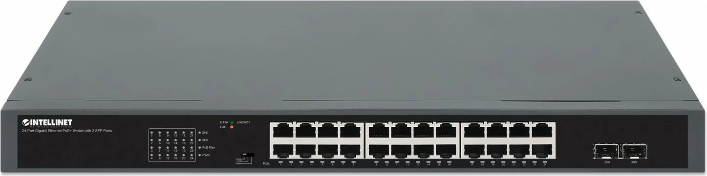 Switch Intellinet 561907, 24x RJ45 Gigabit PoE+ 370W, 2x SFP, i zi