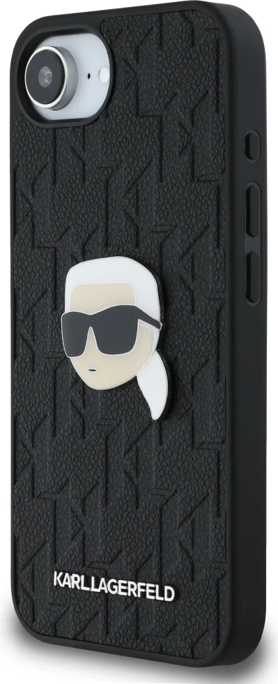 Mbështjellës Karl Lagerfeld Monogram Karl Head Pin për iPhone 16e, i zi