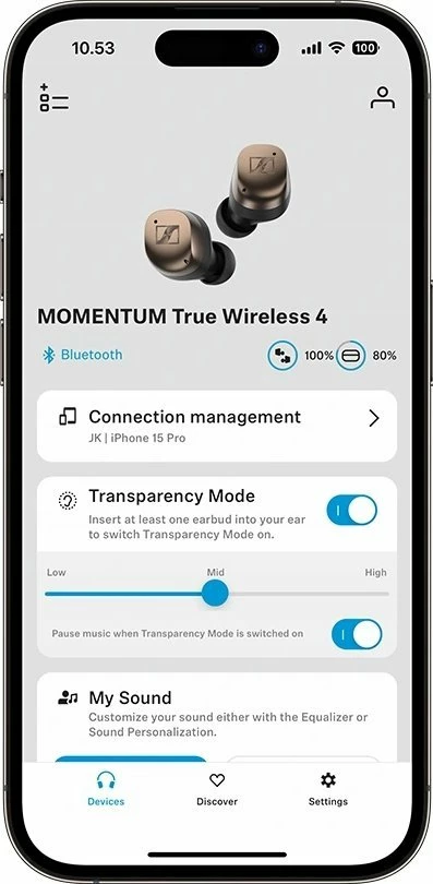 Kufje Sennheiser Momentum True Wireless 4 30 orë, ANC, LE Audio/Auracast, Qi, White-Silver