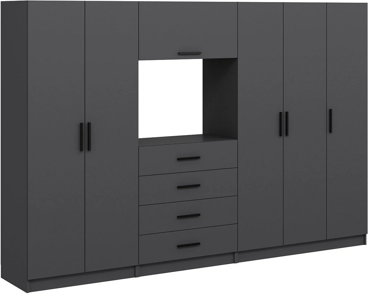 Dollap Skye Decor, ngjyrë antracit, 315x210x52cm, 10 pjesë