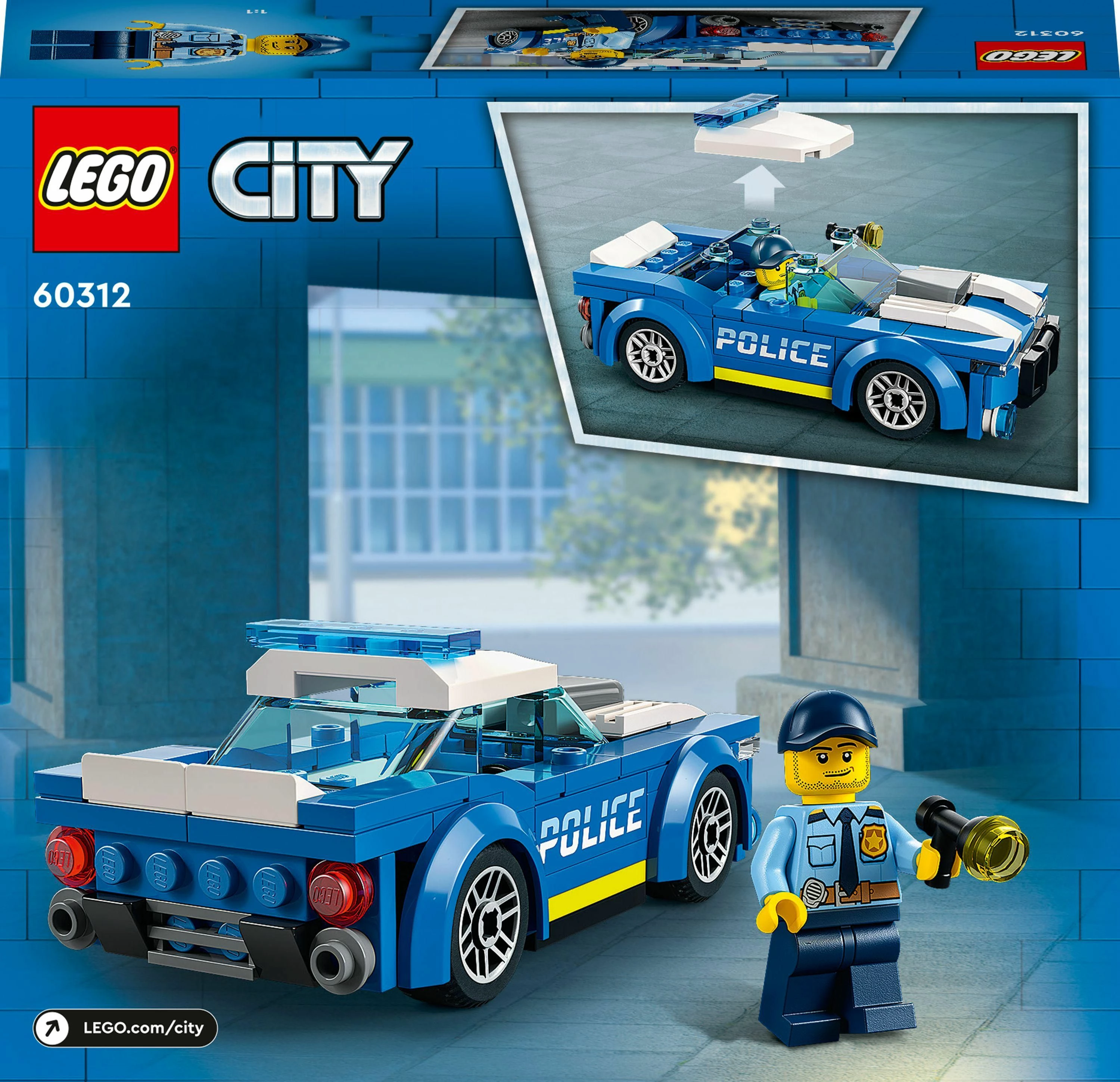 Set LEGO City Police Car 60312, 94 pjesë, 5+, blu/bardhë