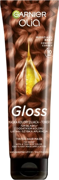Maskë ngjyruese për flokë Garnier Olia Gloss Coloring Mask për femra kafe bakri 150ml