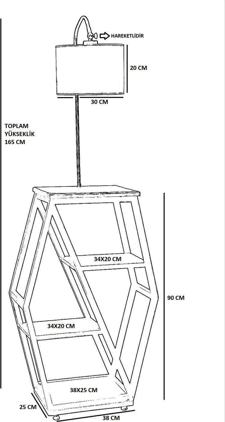 Llambë dyshemeje me raft librash, shumëngjyrëshe, Opviq 8526-6