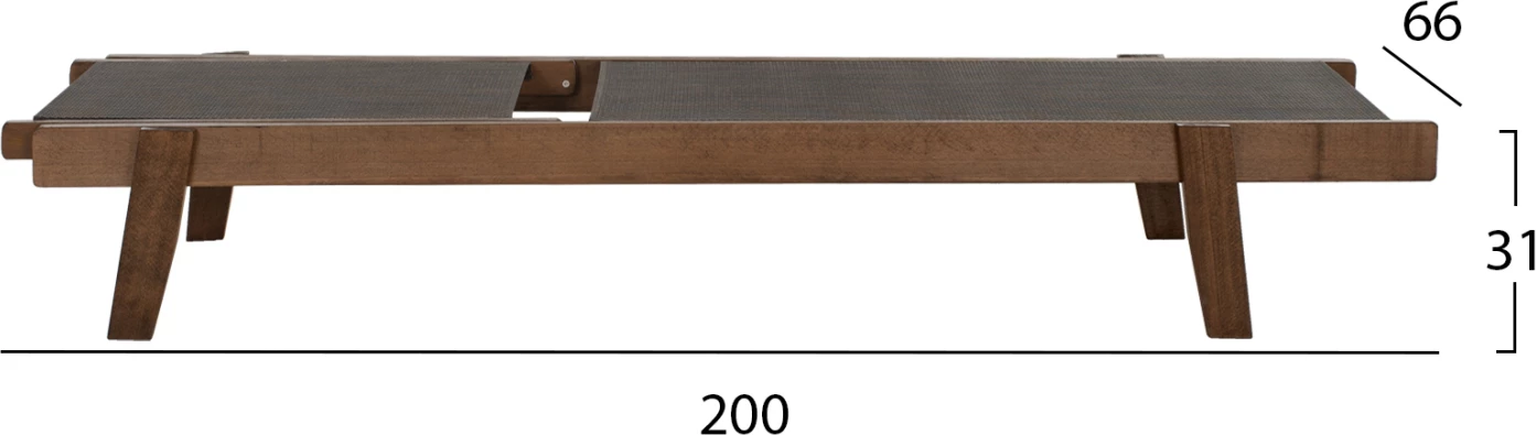 Shezllon profesional për plazh, dru ahu, ngjyrë arre, FH10356.04, 200x61-66x31-91H cm