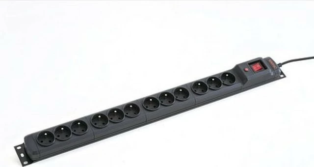 Mbrojtës tensioni Armac M12/30/CZ për rack 19", 12 prizë, 2.5m, e zezë