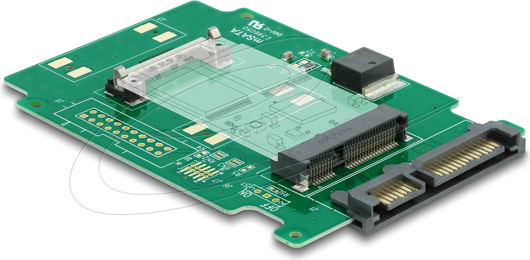 Adapter mSATA në SATA LANCOM DeLOCK 61881, 2.5 inch, i brendshëm, port 22-pin, ngjyrë e gjelbër