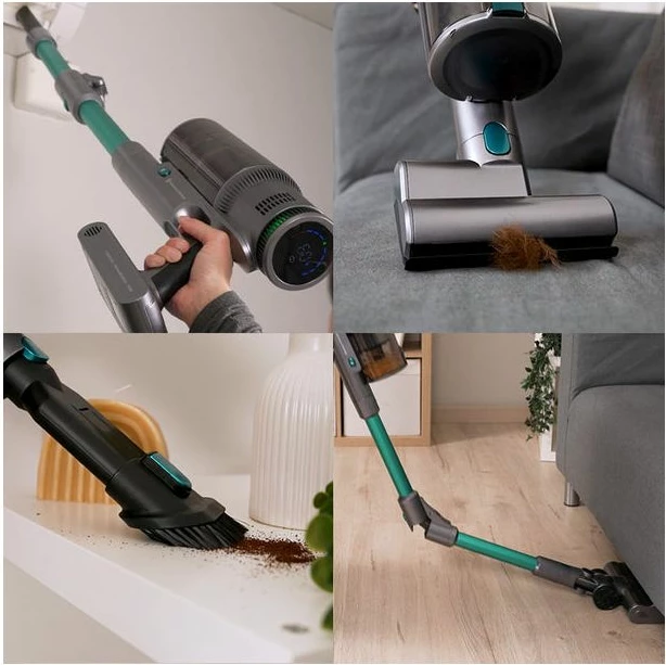 Fshesë me bateri vertikale UFESA Inspire U7 Pro Wash 500 W, 29.6 V, 55 min, me larje (wet mop), Turkiz/Gri, set me mop + mini turbo brush