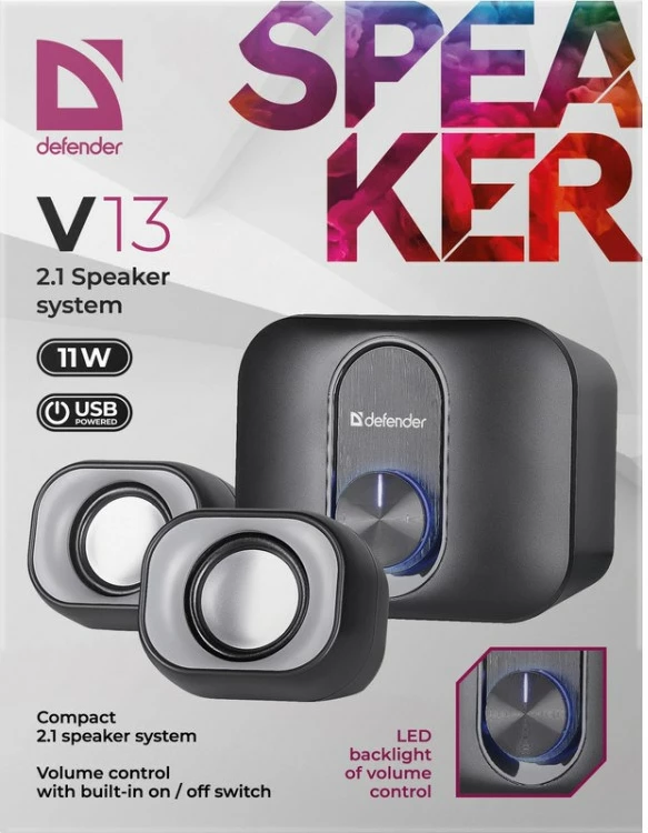 Bokse PC Defender V13 2.1, 11W, USB, Të zeza