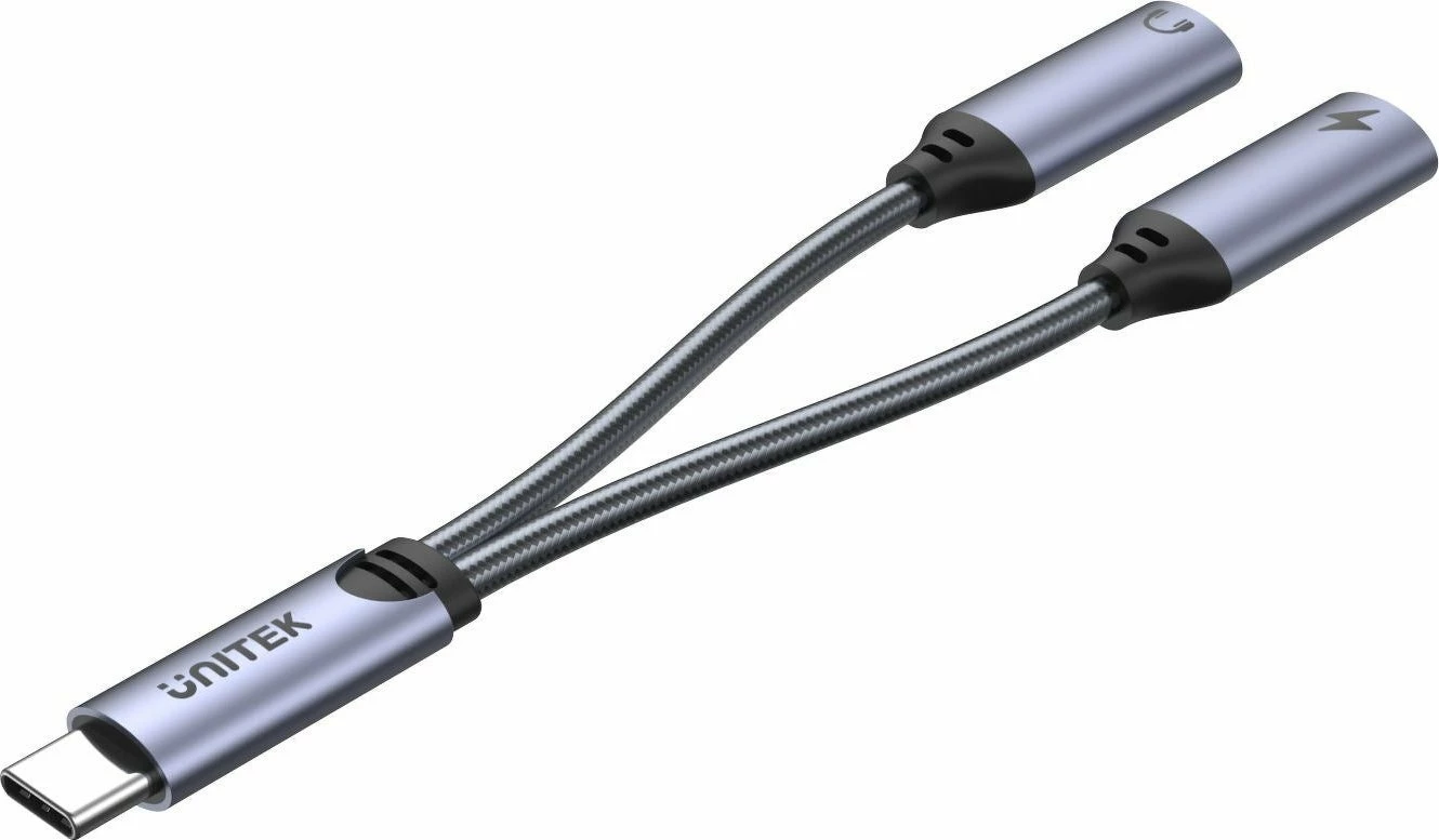 Adapter USB-C Unitek M206A 2-në-1 (USB-C në 2x USB-C), PD 18W, USB 3.0, argjend