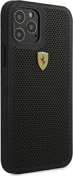 Mbështjellës Ferrari FESPEHCP12MBK për iPhone 12/12 Pro 6.1", i zi, hardcase On Track Perforated