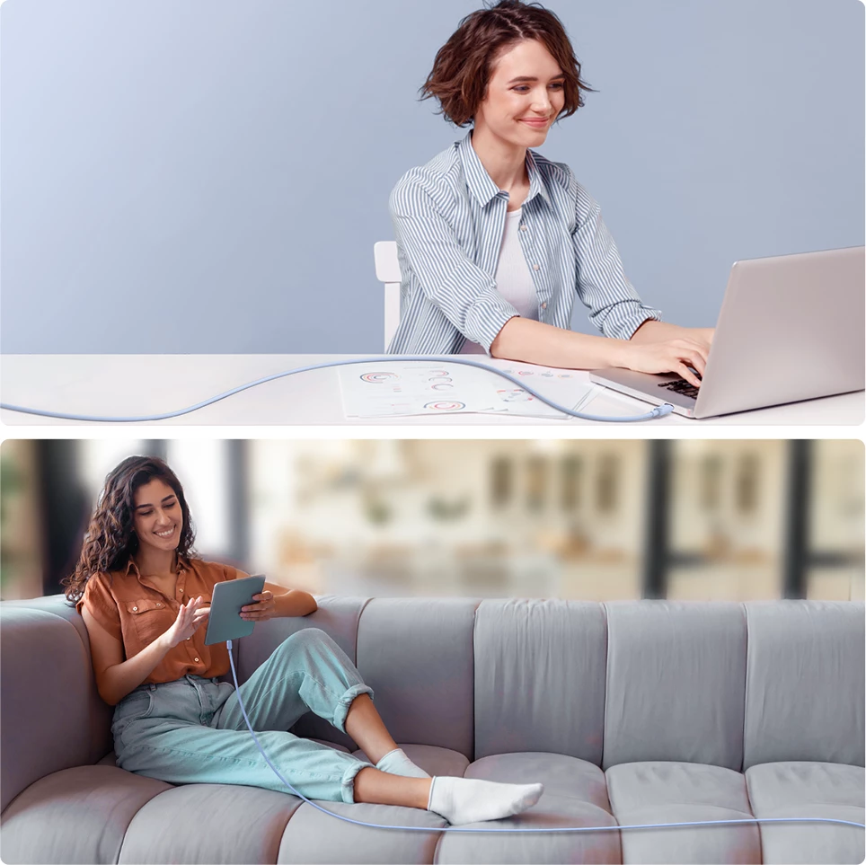 Kabllo USB-C në USB-C Joyroom Multi-Color Series A14, 1.2m, 100W, Kaltër