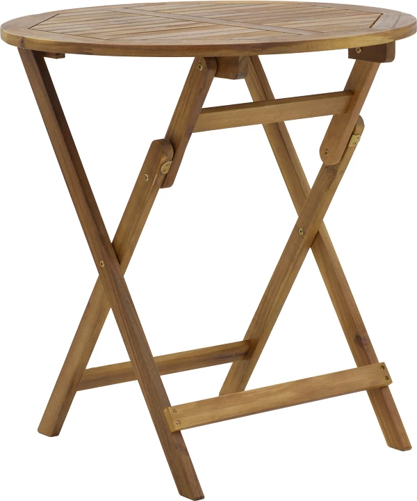 Tavolinë me karrige për terasë, set prej 3 copash, dru akacie, Elijie-Carpuva, D70x74cm