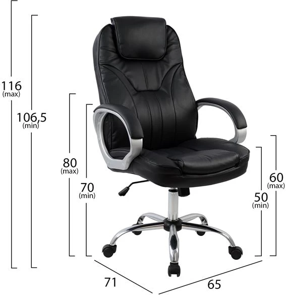 Karrige menaxheri për zyre, bazë kromi, FH1025.01, 65x71x106.5 cm