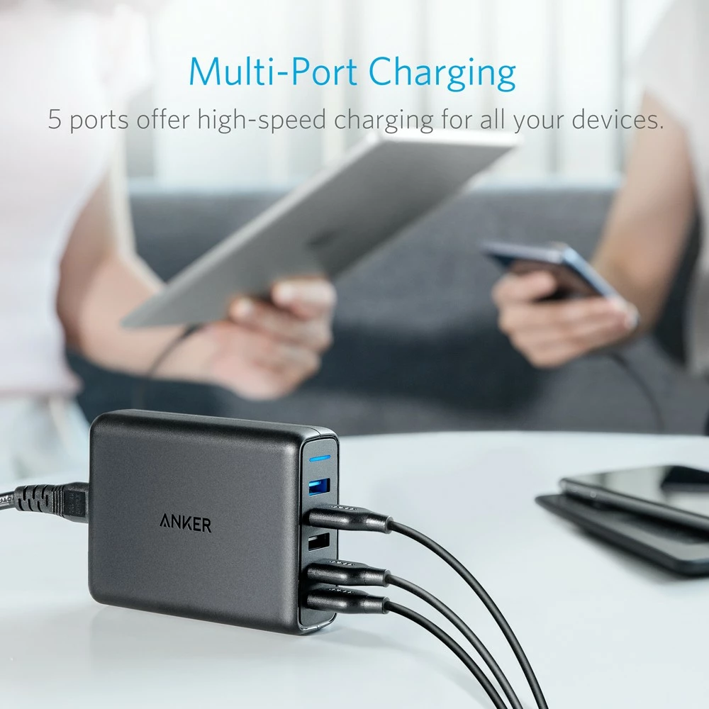 Karikues Anker PowerPort Speed 5, 5 porta, i zi