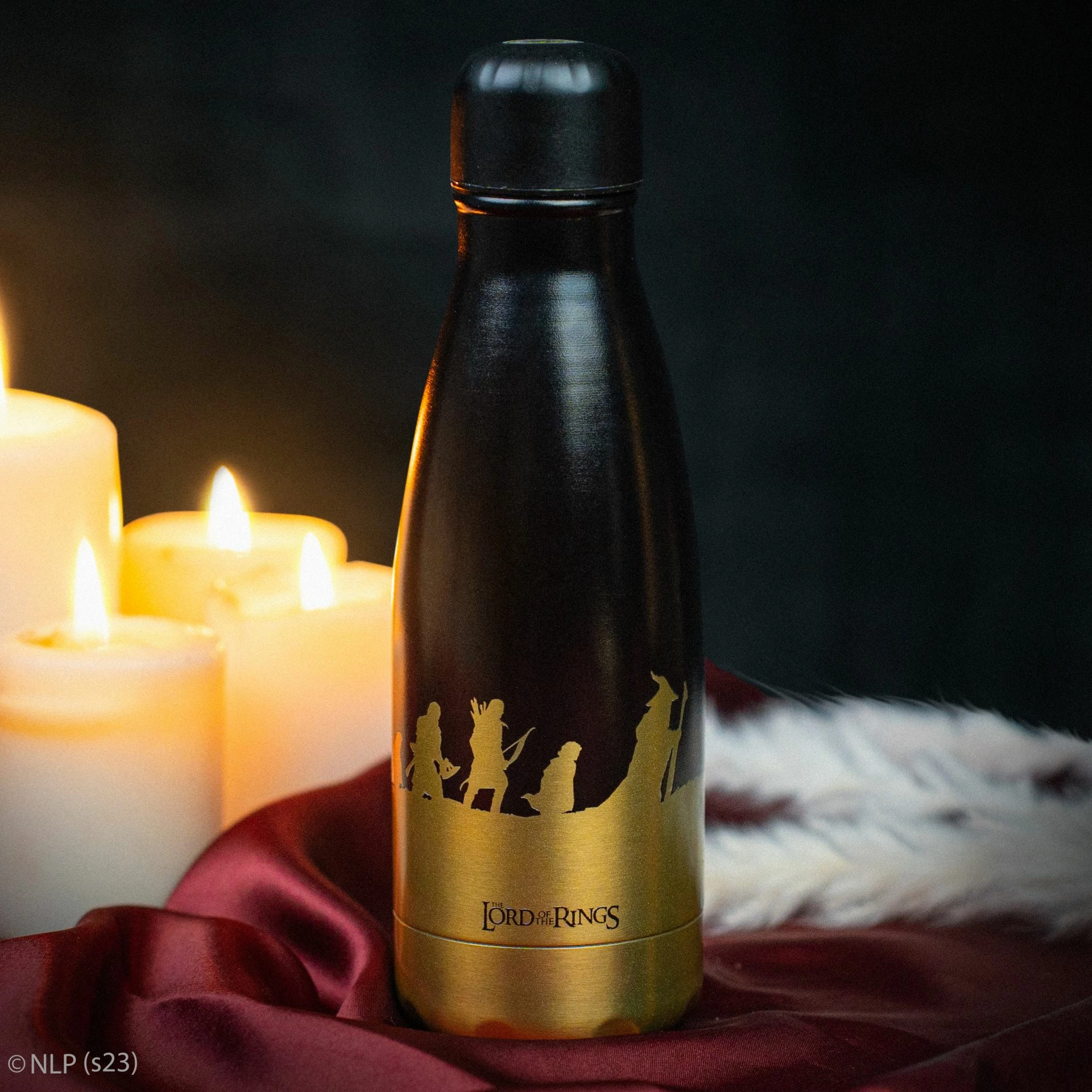 Bidon termik Cinereplicas LOTR Fellowship of the Ring 500 ml, inox, gold/zi