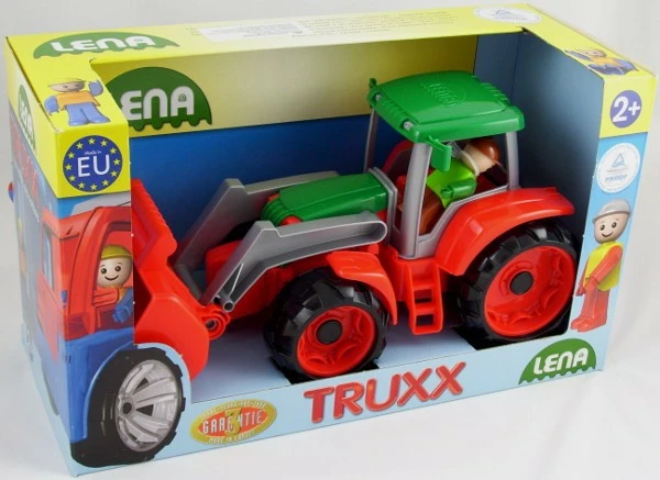 Traktor lodër Lena Truxx 35 cm, me figurë, Gjelbër/E Kuqe/E Hirtë