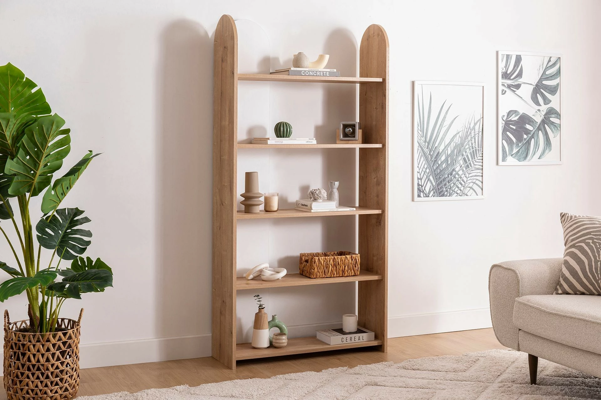 Raft librash Hanah Home, Mindy, ngjyrë safir dhe e bardhë, 90x30x180cm