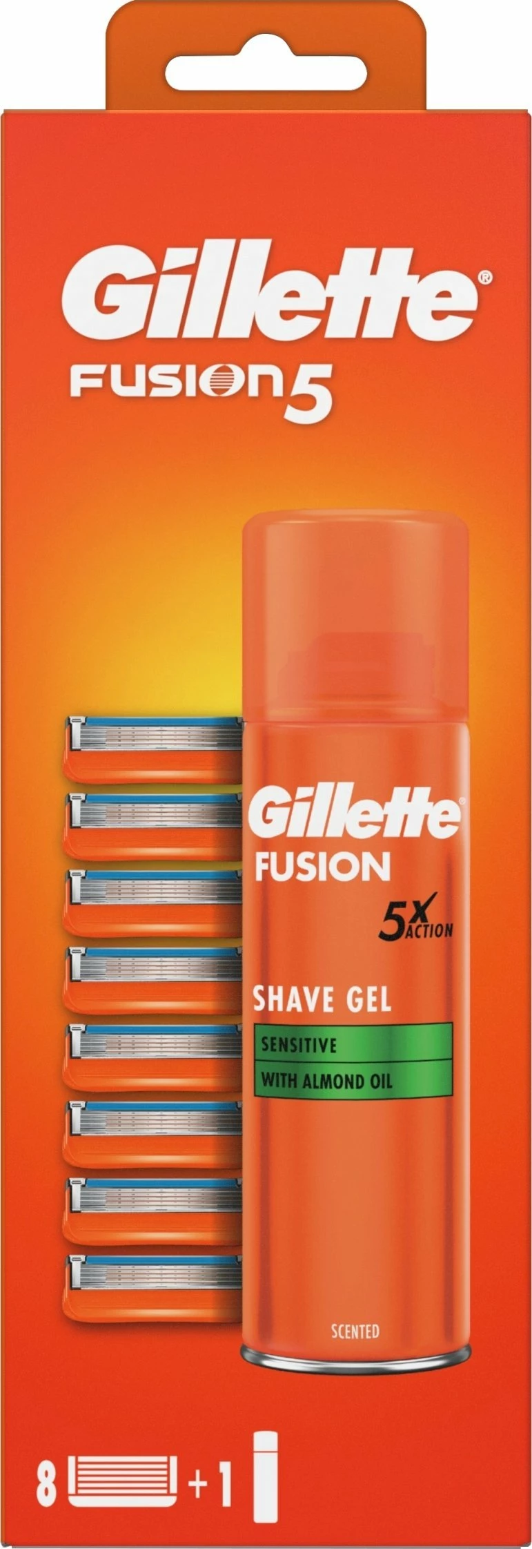 Kartrixha rroje Gillette Fusion5 Sensitive 8 copë + xhel rroje 200 ml