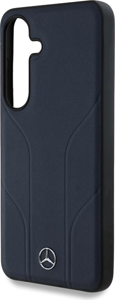 Mbështjellës Mercedes Leather Debossed Lines MagSafe për Samsung Galaxy S25, Kaltër