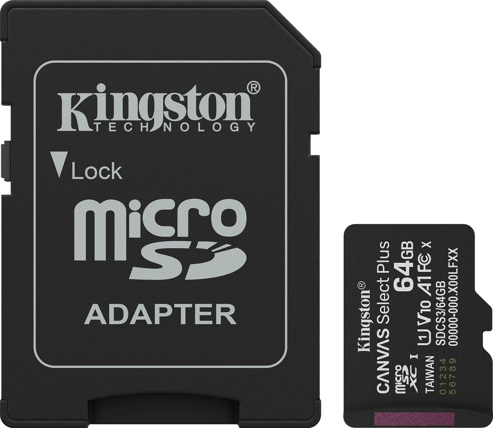 Kartelë memorie Kingston Canvas Select Plus 64GB microSDXC me adapter, e zezë