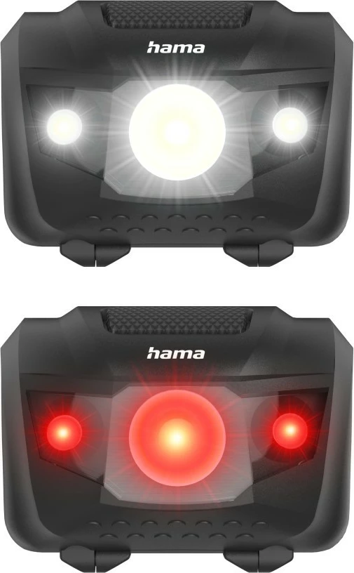 Fener koke, Hama HL200, 200 lm, 4 mënyra drite, IP44, me bateri AAA, e zezë