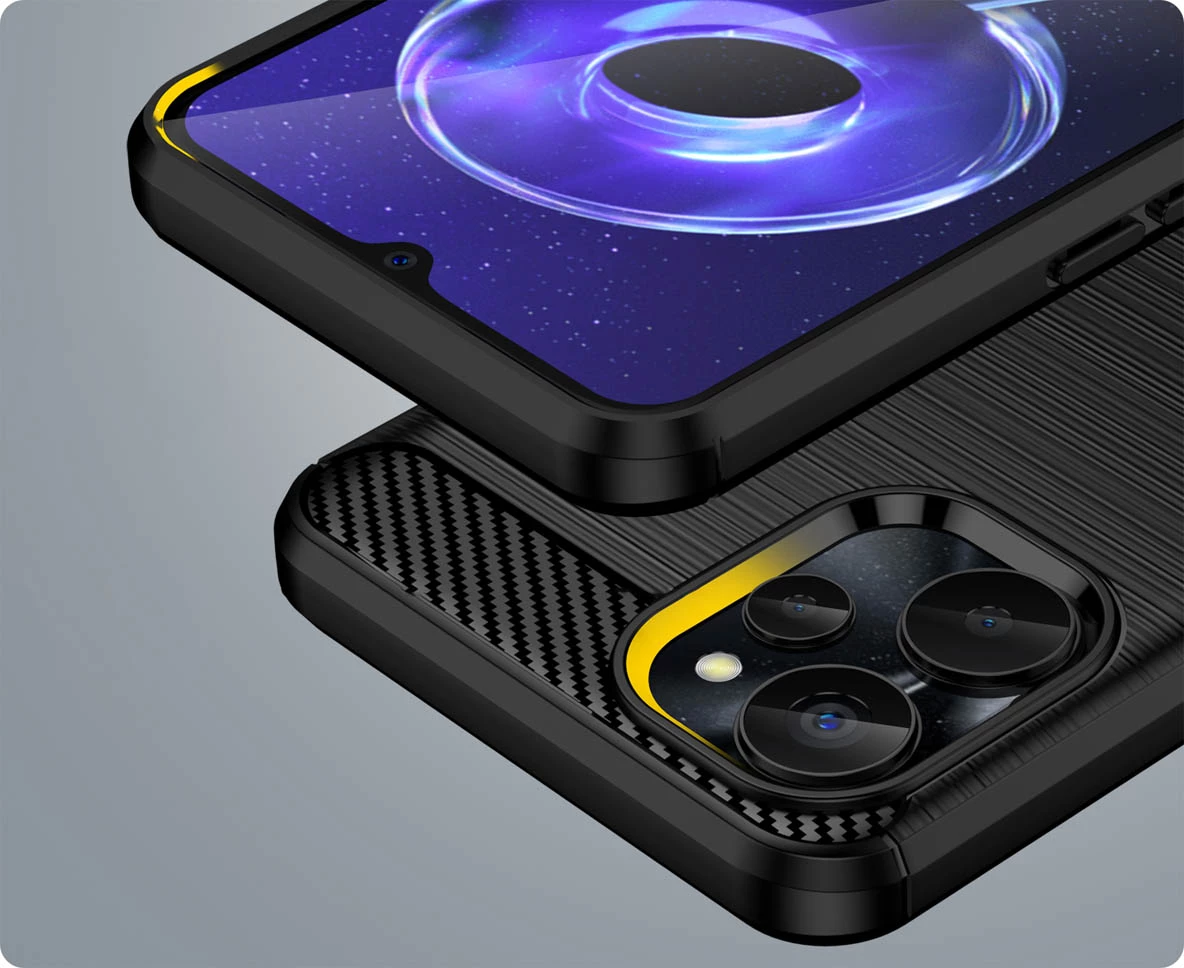 Mbështjellës Hurtel Carbon Case për Realme 10 5G / Realme 9i 5G, TPU, i zi