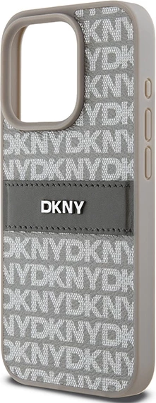 Mbështjellës DKNY Mono Stripe & Metal Logo për iPhone 15 Pro Max, bezhë
