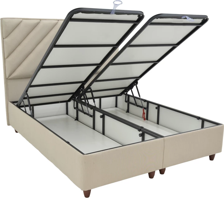 Krevat dopio me hapësirë ruajtjeje, ngjyrë krem, 160x200cm