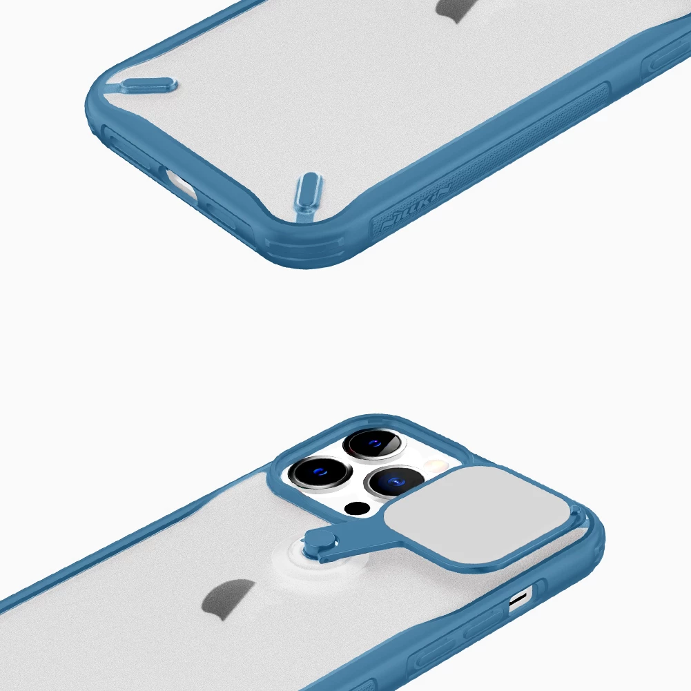 Mbështjellës Nillkin Cyclops Case për iPhone 13 Pro, me kapak kamere dhe qëndrim, i zi