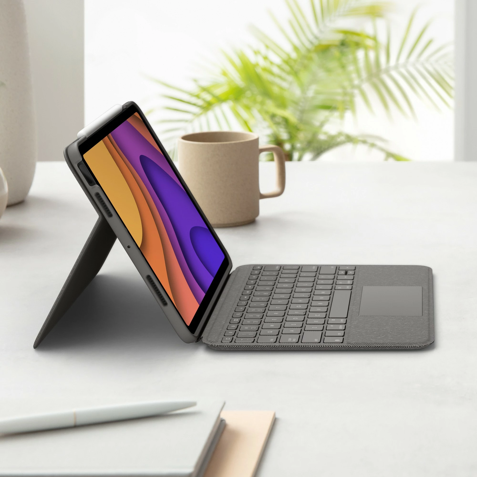 Tastierë me mbështjellës Logitech Slim Folio për iPad Air 10.9"/iPad Pro 11", Bluetooth, Oxford Grey