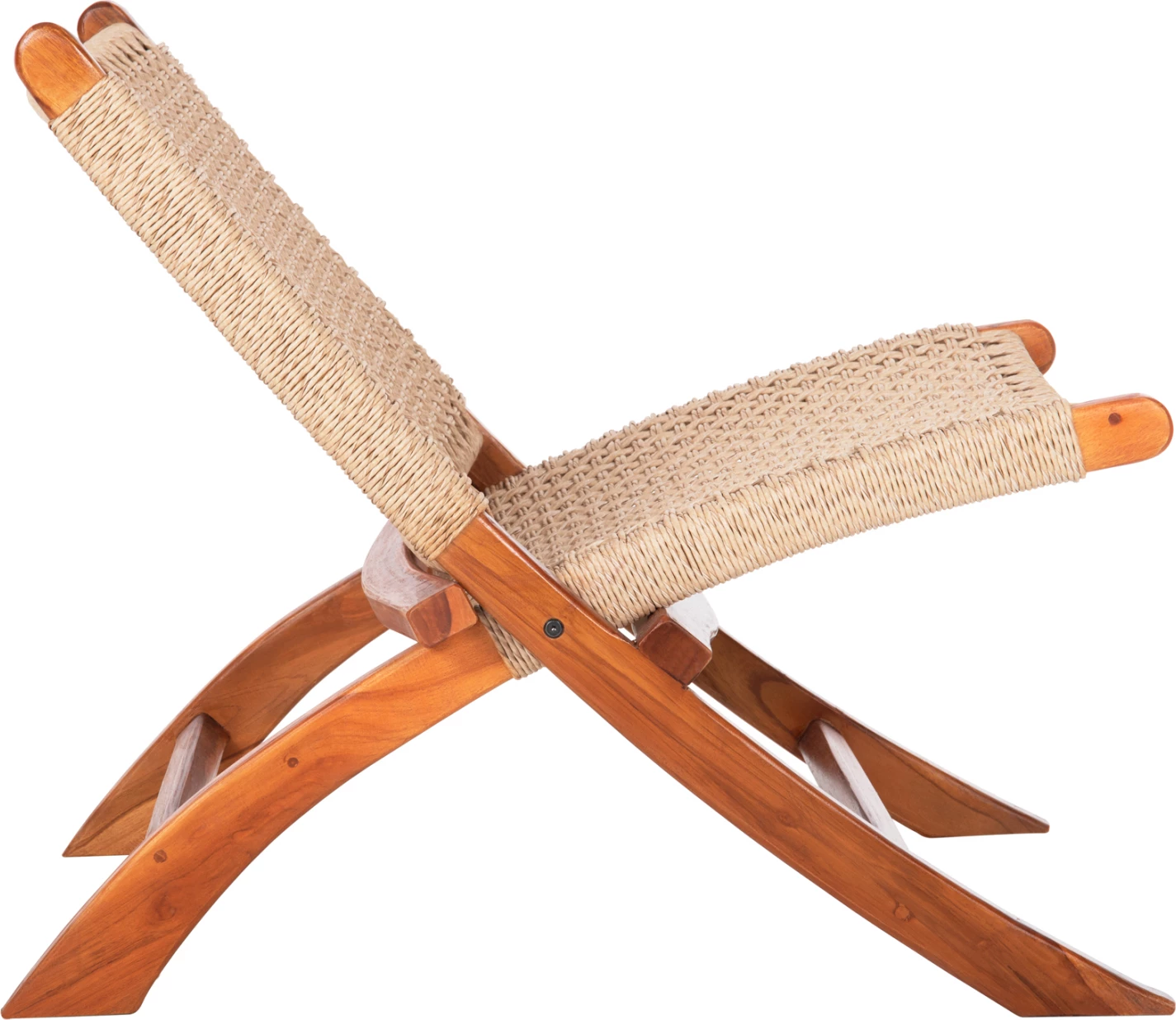 Karrige e shkurtër e palosshme FERM FH9477.01, dru teak i fortë, ngjyrë natyrale, litar VIRO, 65.5x80x67H cm