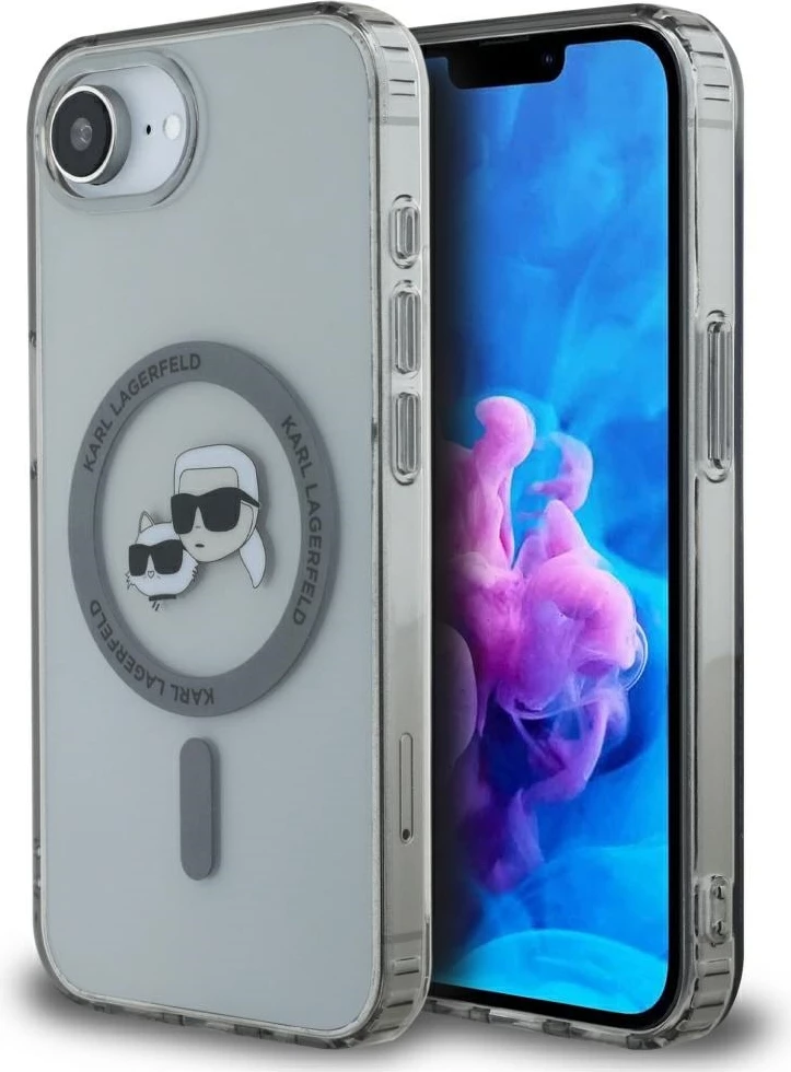 Mbështjellës Karl Lagerfeld IML Metal Karl & Choupette Heads MagSafe për iPhone 16e, i zi